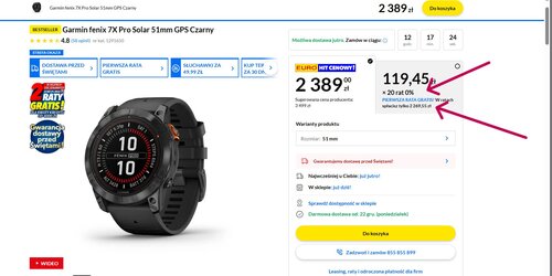 Garmin Fenix 7X Pro Solar promocja RTV EURO AGD