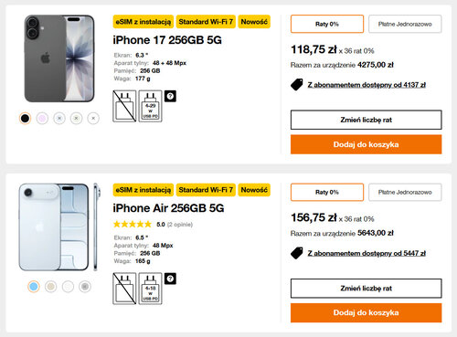 iPhone 17 i iPhone Air