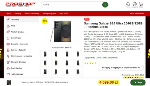 Samsung Galaxy S25 Ultra promocja Proshop