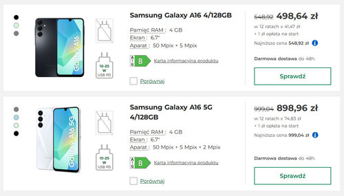 Samsung Galaxy A16 4G i Samsung Galaxy A16 5G