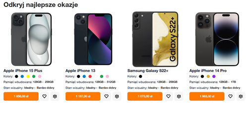 iPhone 15 Plus, iPhone 13, Samsung Galaxy S22+ i iPhone 14 Pro