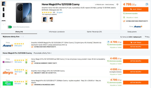 Polskie ceny Honora Magic 8 Pro