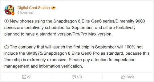 Xiaomi 18 Snapdragon 8 Elite Gen 6 Pro