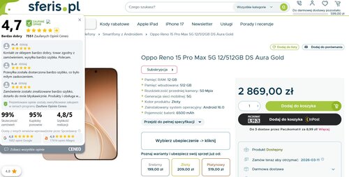 OPPO Reno 15 Pro dostępny w Polsce cena Sferis