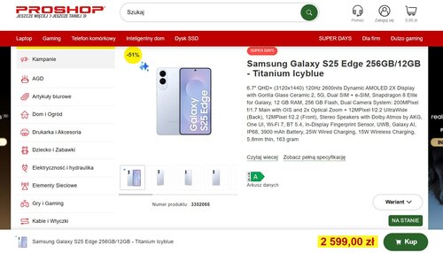 Samsung Galaxy S25 Edge w promocji Proshop