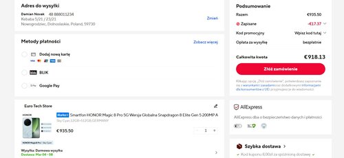 Honor Magic 8 Pro promocja AliExpress