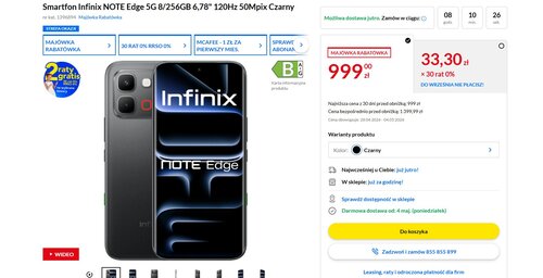 Infinix NOTE Edge 5G cena w promocji RTV EURO AGD