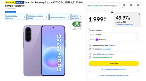 Samsung Galaxy A57 5G cena RTV EURO AGD