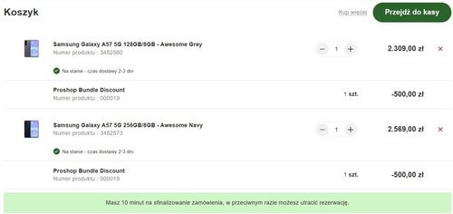 Samsung Galaxy A57 5G promocja cena Proshop