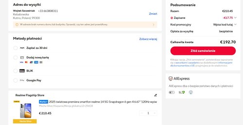 realme 14 5G 12/256 GB w promocji AliExpress