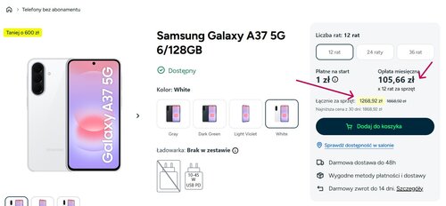 Samsung Galaxy A37 5G w promocji Plus bez umowy