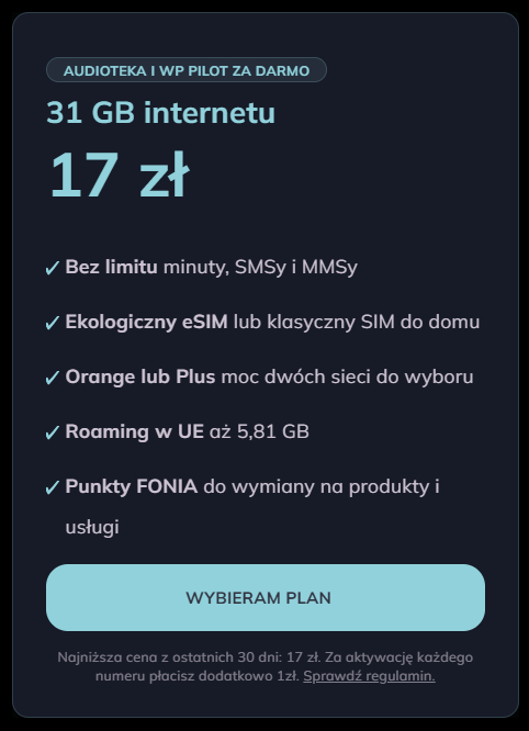 Oferta Fonia za 17 zł