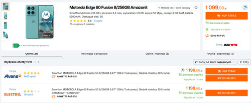 Polskie ceny Motoroli Edge 60 Fusion