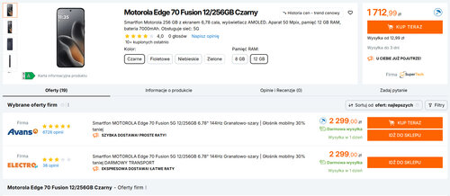 Polskie ceny Motoroli Edge 70 Fusion