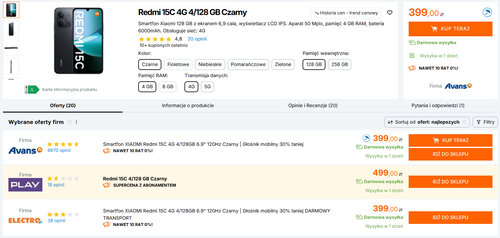 Polskie ceny Redmi 15C LTE