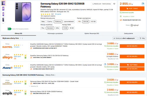 Polskie ceny Samsunga Galaxy S26