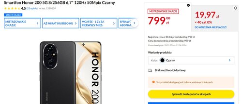 Honor 200 w promocji RTV EURO AGD