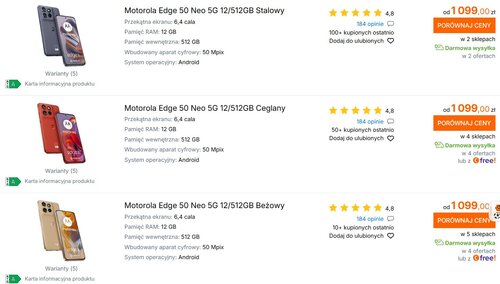 Motorola Edge 50 Neo aktualna cena w Polsce