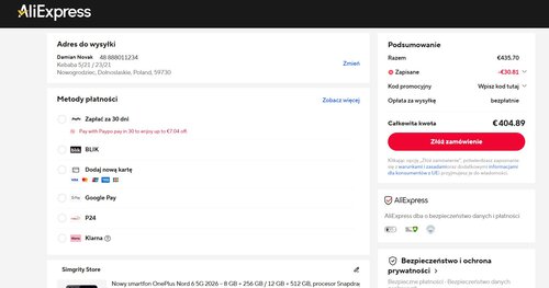 OnePlus Nord 6 12/512 GB w promocji AliExpress