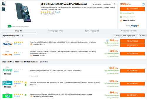Polskie ceny Motoroli Moto G06 Power