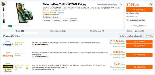 Polskie ceny Motoroli Razr 60 Ultra