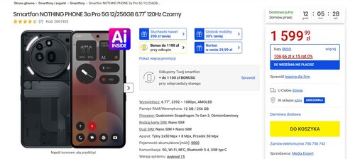 Nothing Phone 3a Pro w dobrej cenie w Media Expert