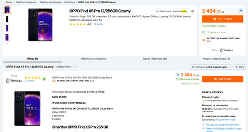 Polskie ceny OPPO Find X5 Pro 12/256 GB