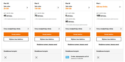 Promocja Orange 5 miesięcy za 0 zł