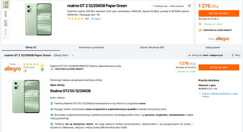 Polskie ceny realme GT 2