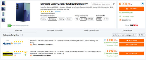 Polskie ceny Samsunga Galaxy Z Fold 7 256 GB