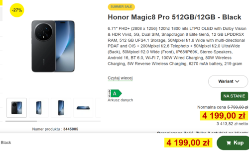 Honor Magic 8 Pro w dobrej promocji