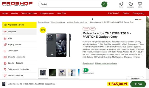 Motorola Edge 70 za 1645 zł. To 53% mniej niż na premierę