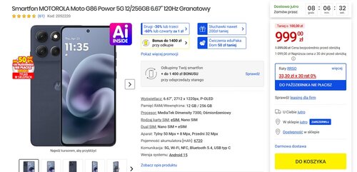 Motorola Moto G86 Power kosztuje teraz 999 złotych