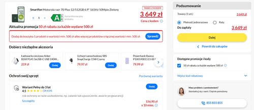 Motorola razr 70 plus - cena w promocji RTV EURO AGD jeszcze bez zwrotu od producenta