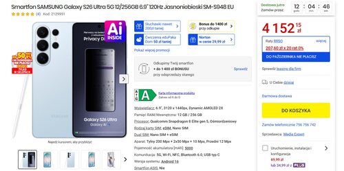 Samsung Galaxy S26 Ultra EU w promocji Media Expert