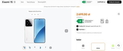 Xiaomi 15 w promocji producenta kosztuje 2699 złotych