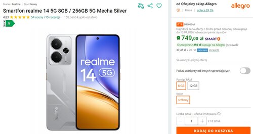 realme 14 5G w promocji Allegro