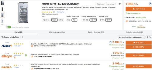 realme 16 Pro+ polskie ceny