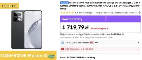 realme 16 Pro+ promocja