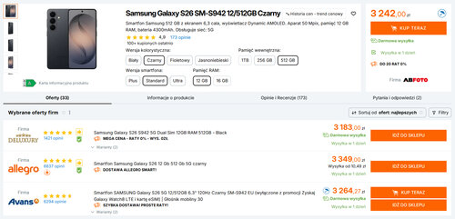 Polskie ceny Samsunga Galaxy S26 512 GB