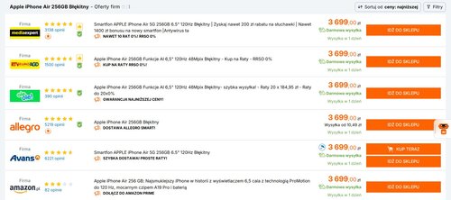 Apple iPhone Air kosztuje teraz 3699 złotych