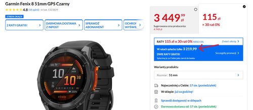 Garmin Fenix 8 51mm w dobrej cenie i z ratami 0% w RTV EURO AGD