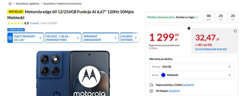 Motorola Edge 60 - dobra cena w RTV EURO AGD