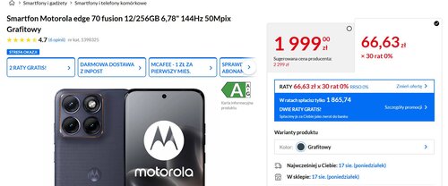Motorola Edge 70 Fusion w rewelacyjnej cenie. Zapłacisz tylko 66,63 zł miesięcznie