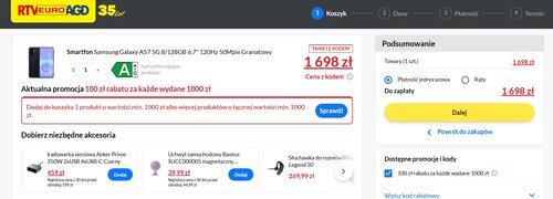 Samsung Galaxy A57 5G w promocji RTV EURO AGD
