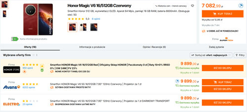 Polskie ceny Honora Magic V6 16/512 GB