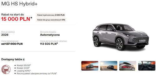 Promocja MG HS Hybrid+