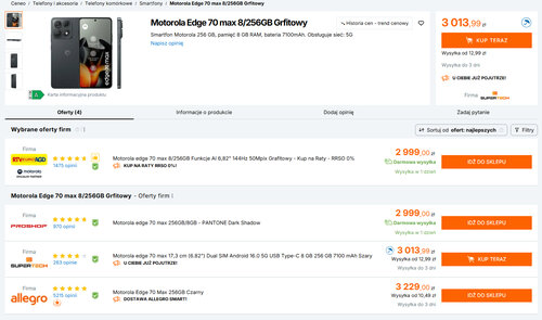 Polskie ceny Motoroli Edge 70 Max 8/256 GB