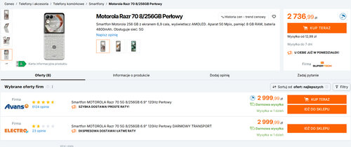 Polskie ceny Motoroli Razr 70 8/256 GB