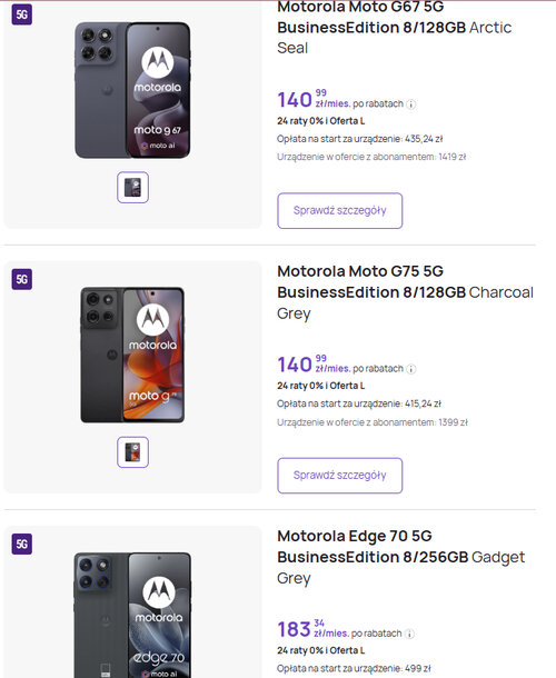 Motorola Moto G67, Motorola Moto G75 i Motorola Edge 70 w wersji Business Edition